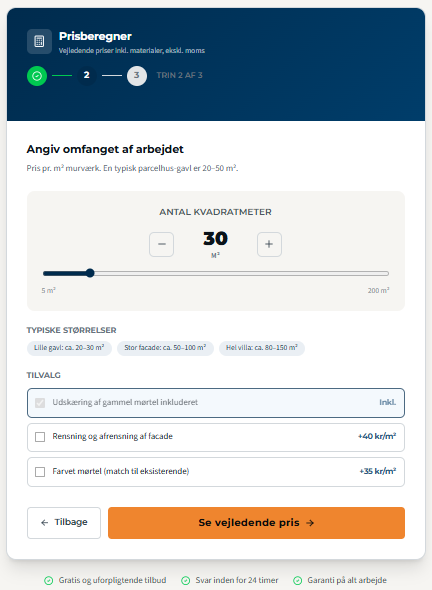 Prisberegner – Trin 2: Angiv omfang